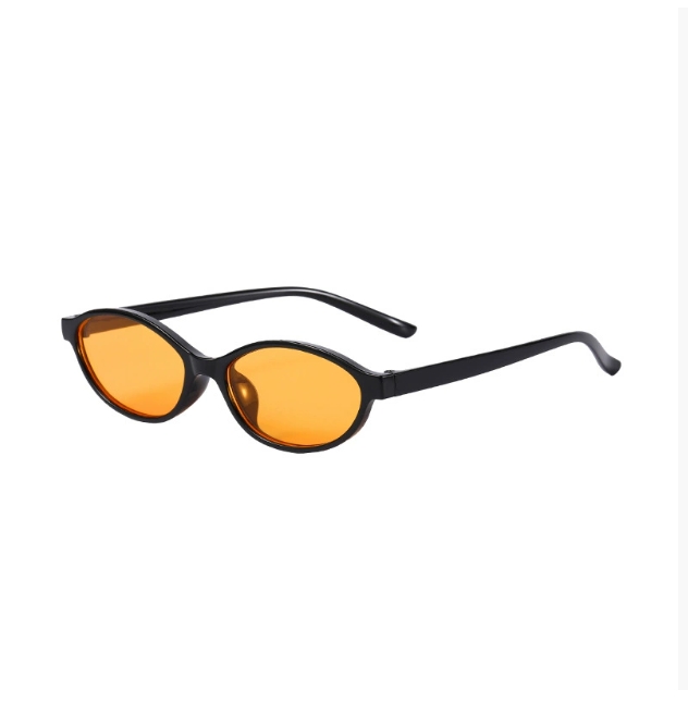 Oval white frame sunglasses sunscreen European and American concave shape sunglasses cat eye UV protection high-end ins show small face