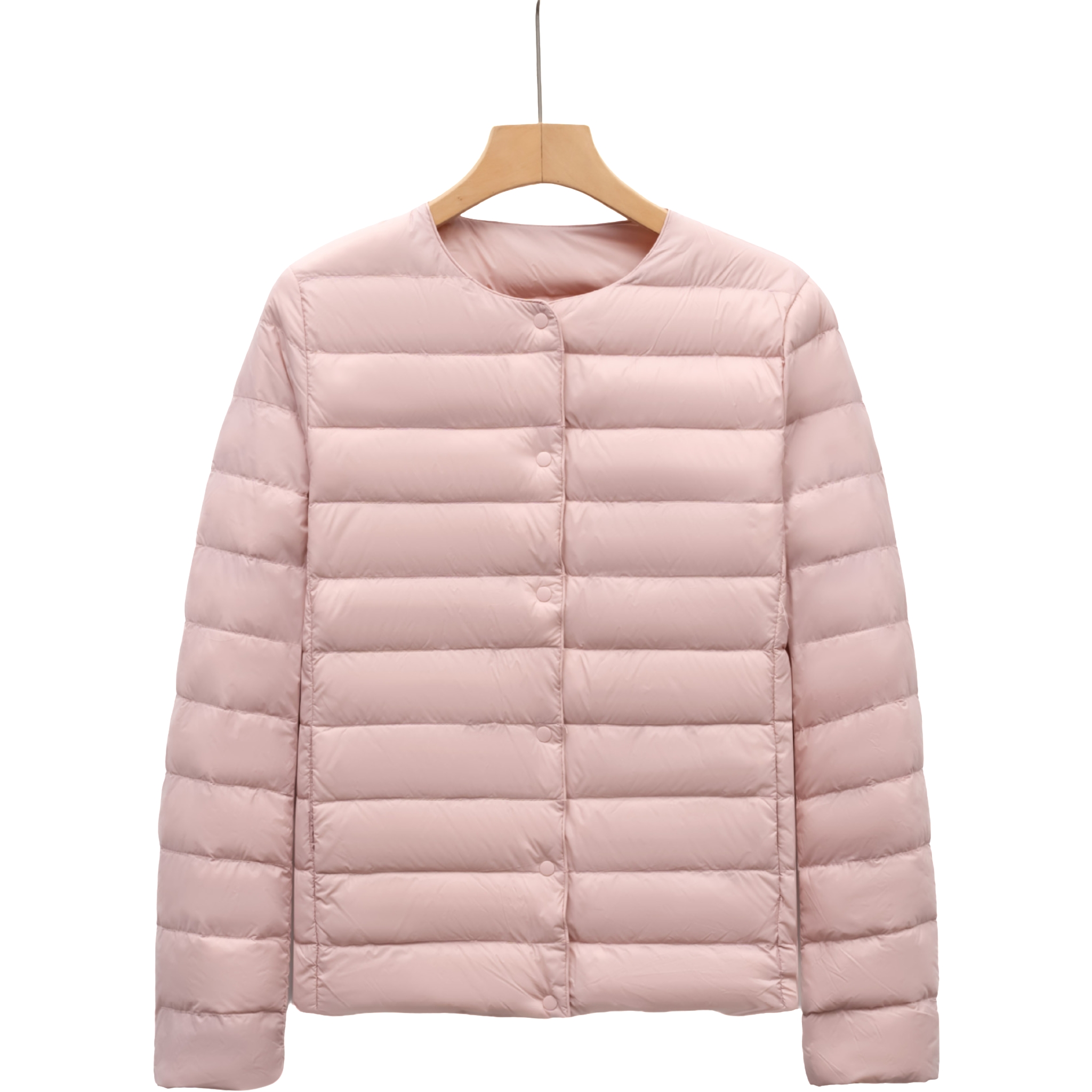 Women's Down & Parkas Minimalist Womens Solid Color Long Sleeve Down Jacket with Rounded Collar Perfect for Fall Winter