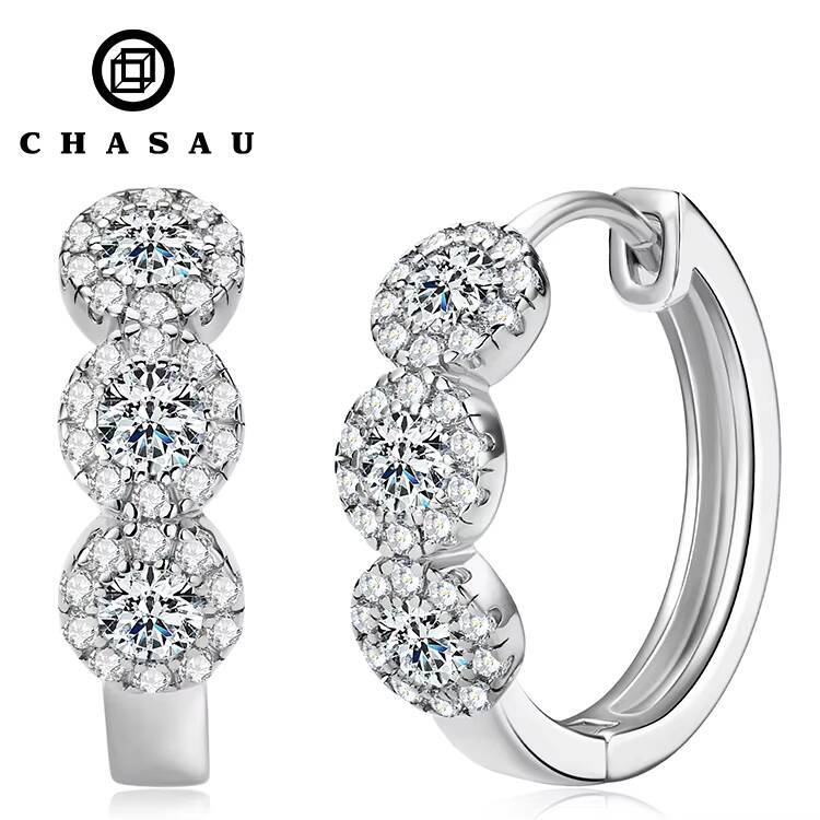 Most Popular Round 27mm Moissanite Earrings S925 Sterling Silver Delicate Classic Huggie Earrings for Women