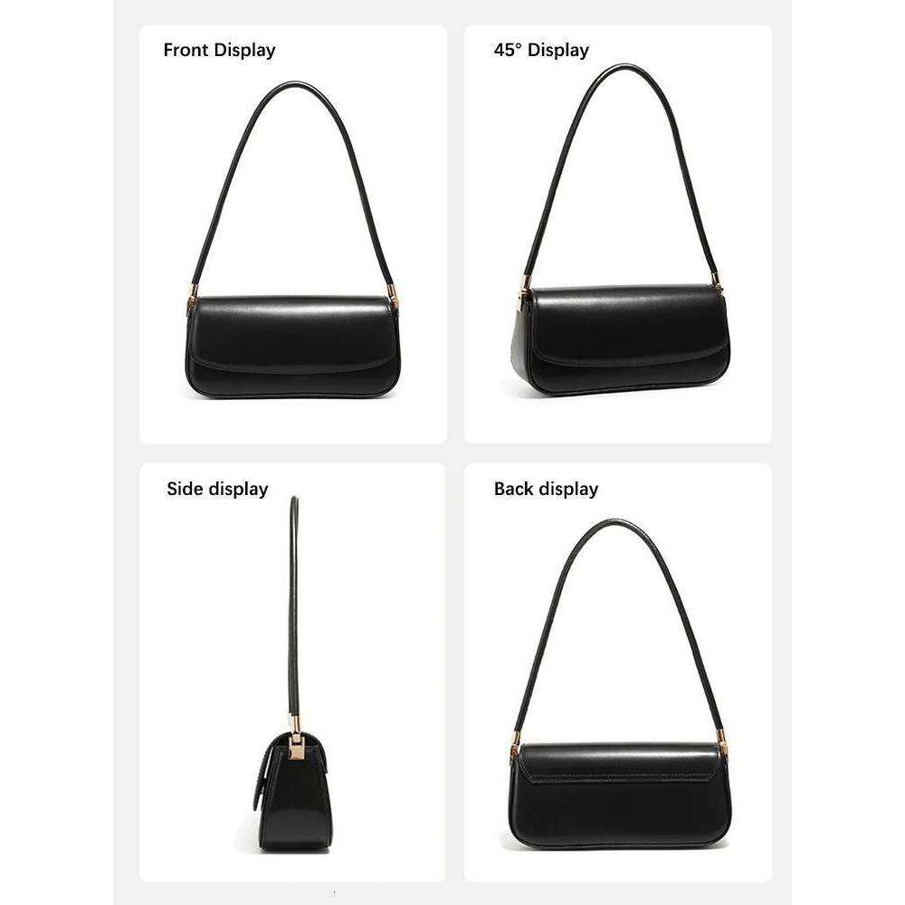 Zency Black Designer Underarm Ladies Handbag Premium Leather Shoulder French Style Flap Sac Bride's Bag