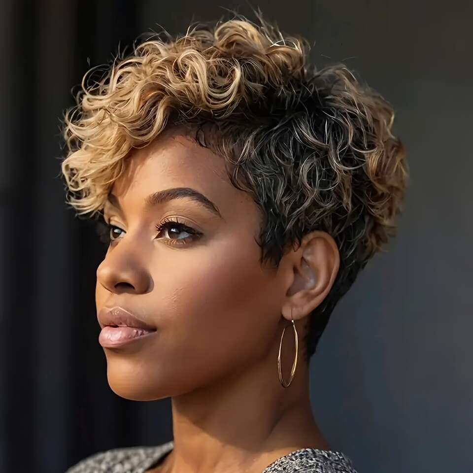 Women's 150% Density Real Wig Bobble Curled Natural Style With Rose Mesh Cap, Secure Fit Breathable Comfort African American 100% Human Wigs For 