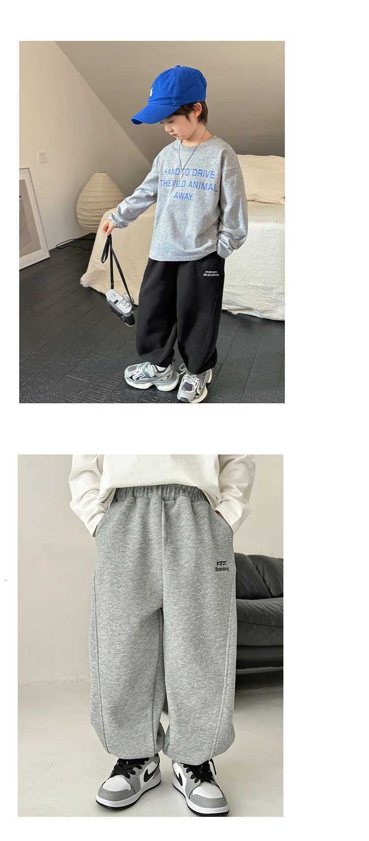 2025 New Boys Korean Version Loose Sports Pants 290g Knitted Wear Resistant and Durable Sweatpants Fashion Boy ClothesT251027