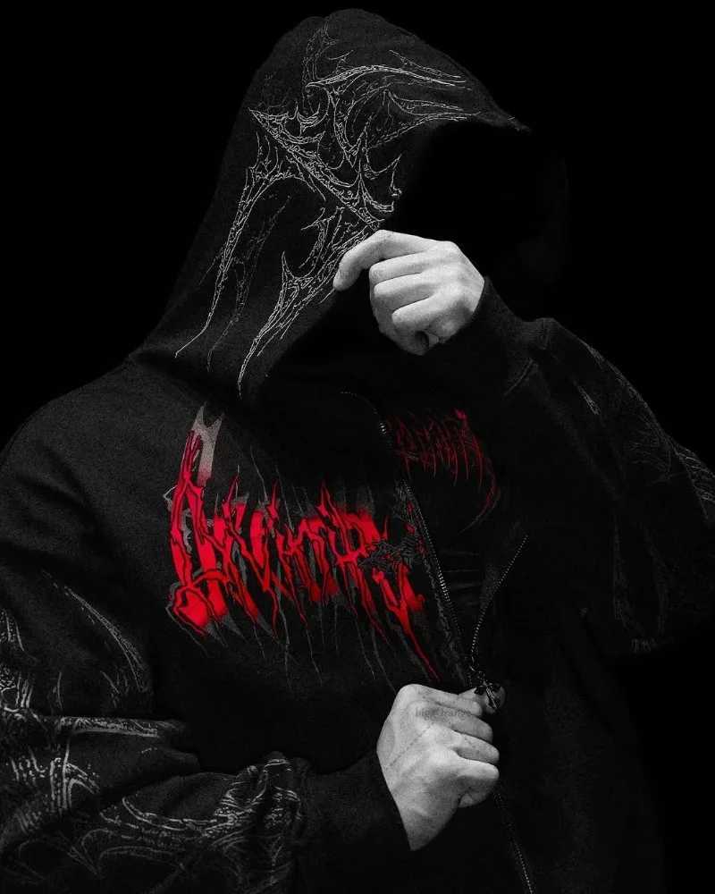 American High Street Fashion Clothing Street Hiphop Retro Striped Fashionable Loose Zipper Hoodie Harajuku Casual Sweatshirt W251027