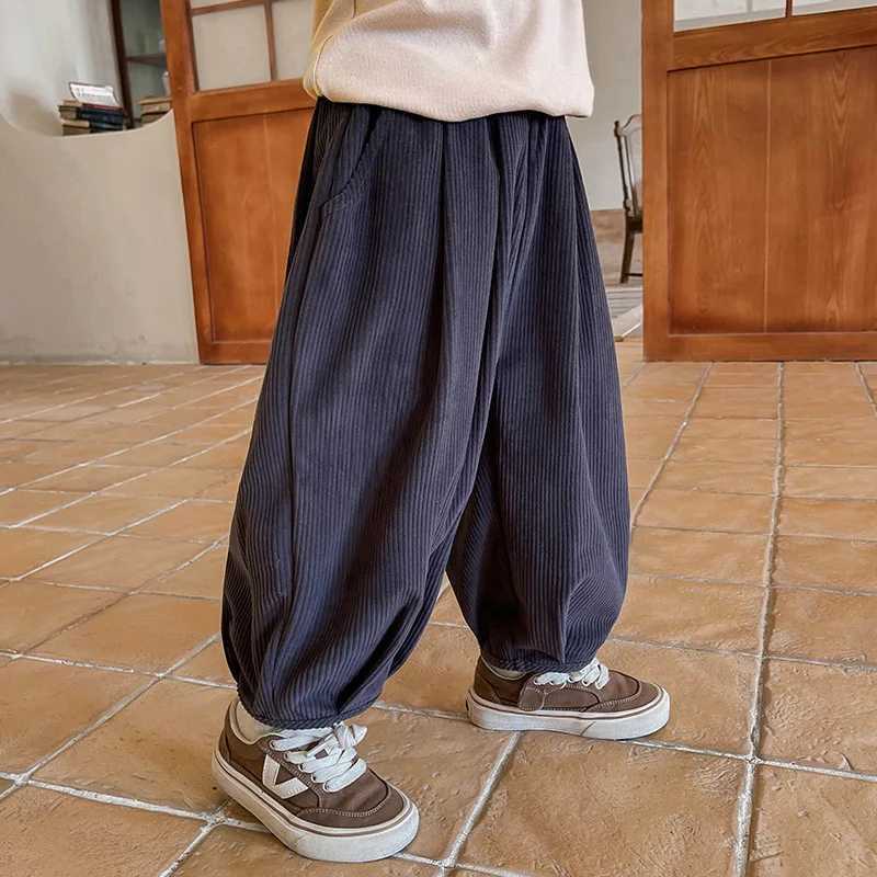 2025 New Childrens Corduroy Pants AutumnWinter Boys Corduroy Trousers 27T Girls Baby Elastic Waist Warm Harem PantsT251027