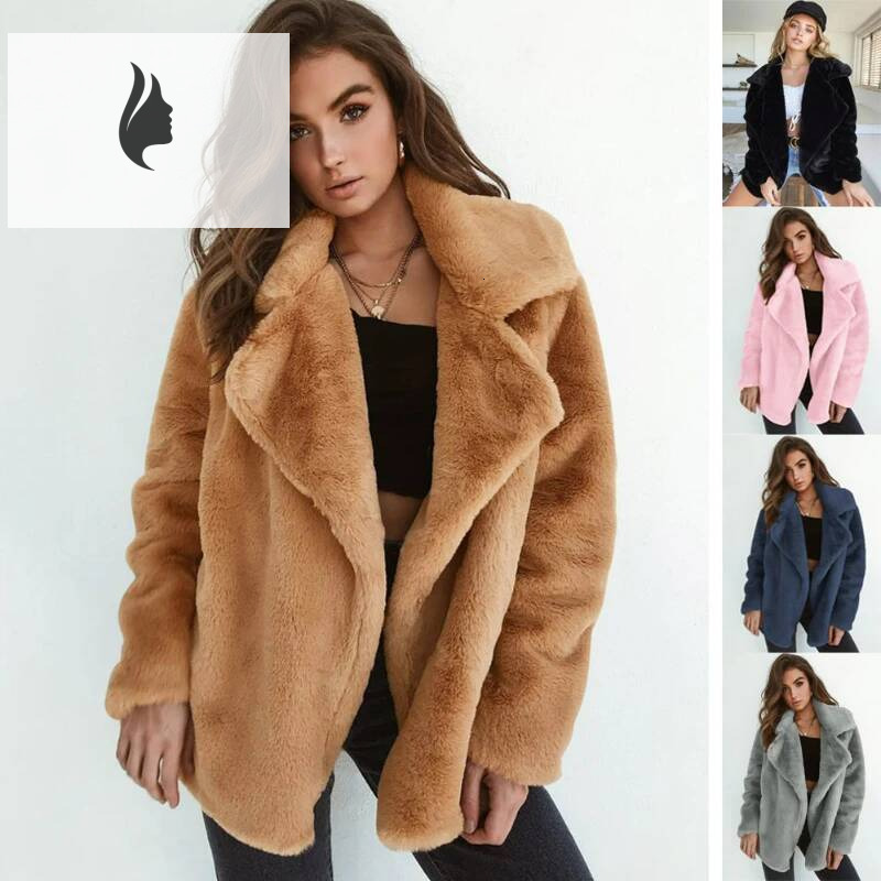 winter jacket women New Women Faux Fur Elegant Brown Shaggy Coats Autumn Winter Warm Plush Teddy Coat Streetwear Female White Furry Fluffy Jacket