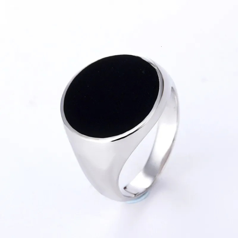 Genuine S925 Sterling Silver Ring for Men Women Fashion Round Black Cystal Glue Pure Argentum Simple Punk Jewelry 251023