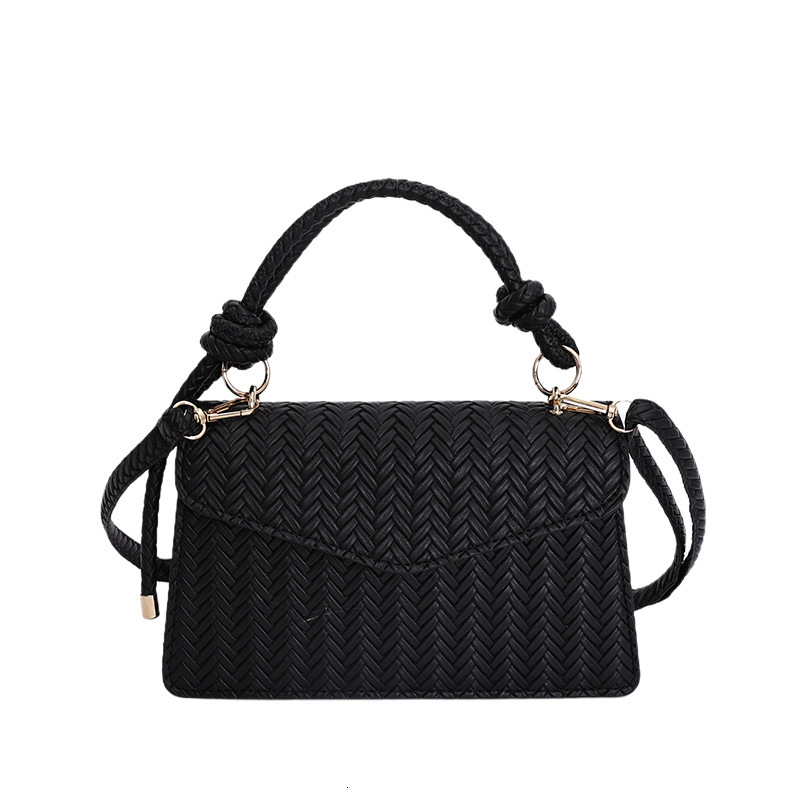 Minimalist fashion small square bag winter new woven texture solid color handbag casual retro luxury women's shoulder bag elegant designer bag