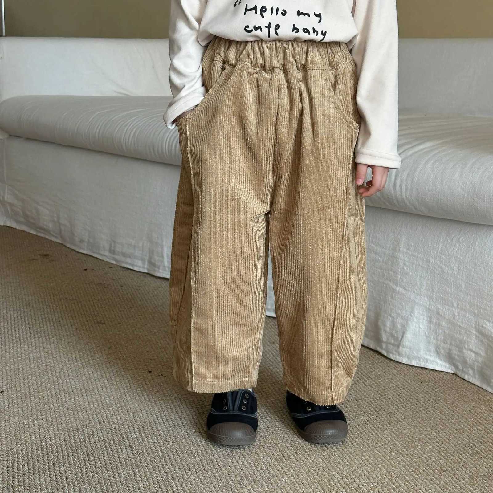 Children Corduroy Pants Boys Autumn and Winter Loose 2025 New Spring and Autumn Baby Casual Girls Wide Leg PantsT251027