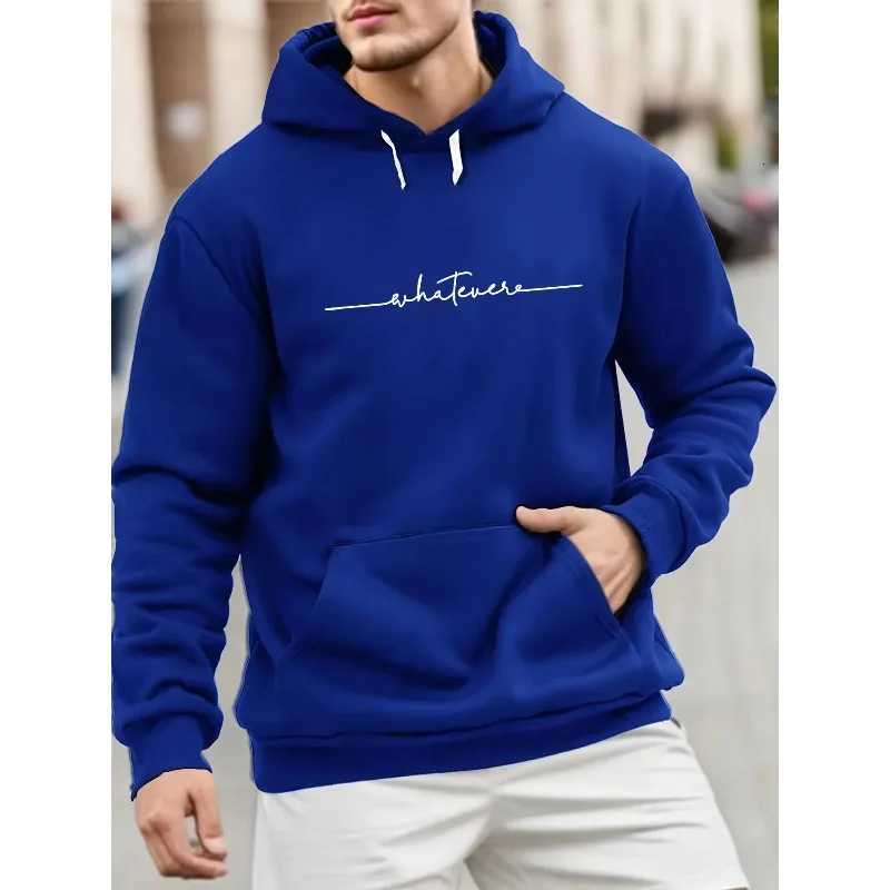 Mens long sleeved hooded sweatshirt with single letter print loose casual fashionable autumn and winter W251027