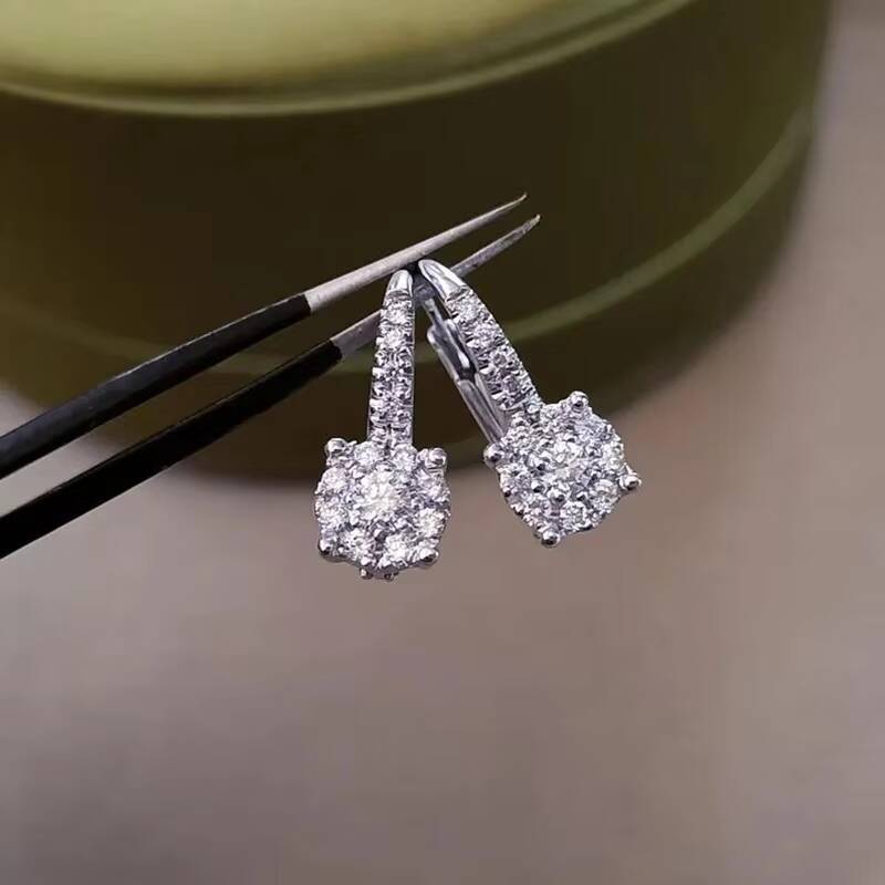 Classic Halo Clip Earrings 925 Silver Full Pave 4mm2mm17mm15mm Moissanite Halo Hoop Earrings Party Statement for Women