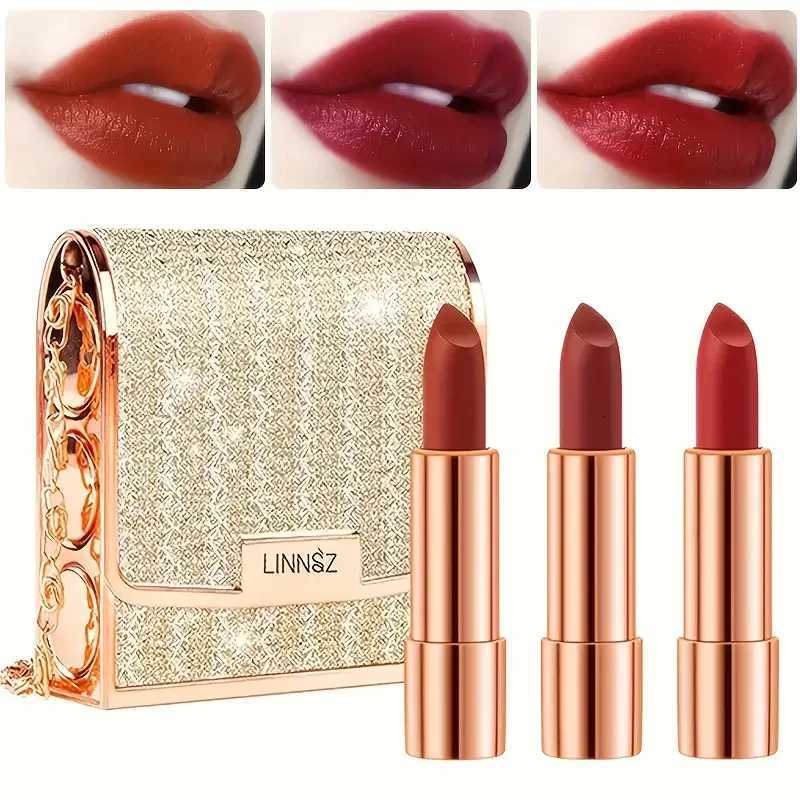 3pcs Velvet Matte Backpack Lipstick SetLip Stick Gift Box Set NonStick Cup Long Lasting Retractable Red Lip Balm Lip Makeup W251027