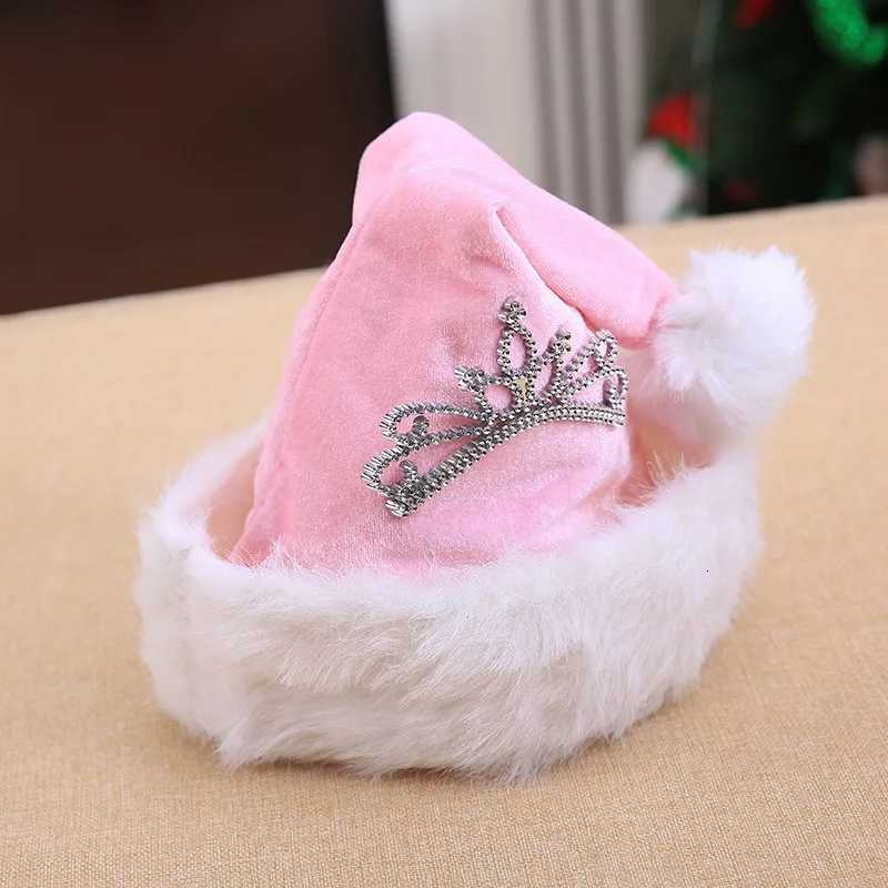 2025 New Pink Crown Christmas Hat For Holiday Dressing Up As An Adult Christmas Plush HatW251027