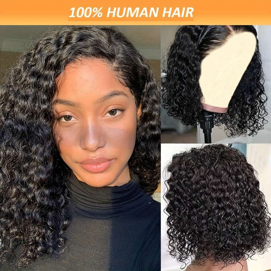 Brazilian Human Wig Afro Kinky Curly 13X4 Transparent Lace Front With Pre-Plucked Hairline Hair - 180% Density 8-16 Inch Lengths Small For & Men, Adju
