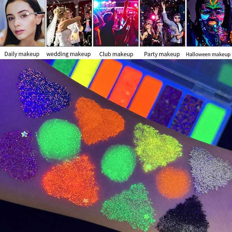 Eyeliner eye shadow palette makeup UV Glow in Dark Fluorescent Neon Face Paint Eyeshadow Makeup Cosmetics For Music FestivalXJ251027