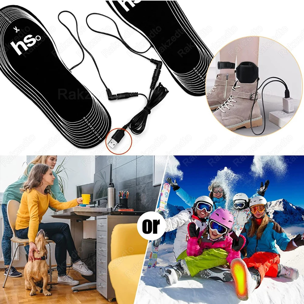 Electric Heated Insoles With USB Cable Foot Warmer Pad for Shoes Man Woman Winter Keep Warm Battery Powered Heating Shoe Pads251020