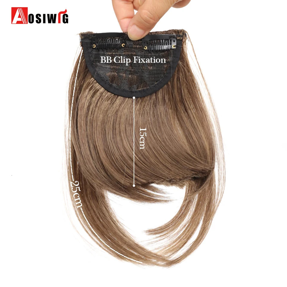 AOSI 6inch Synthetic Fake Blunt Air Bangs Clip In Hair Extensions Fake Fringe False Hairpiece For Women Clip In Bangs Fake Hair 251014