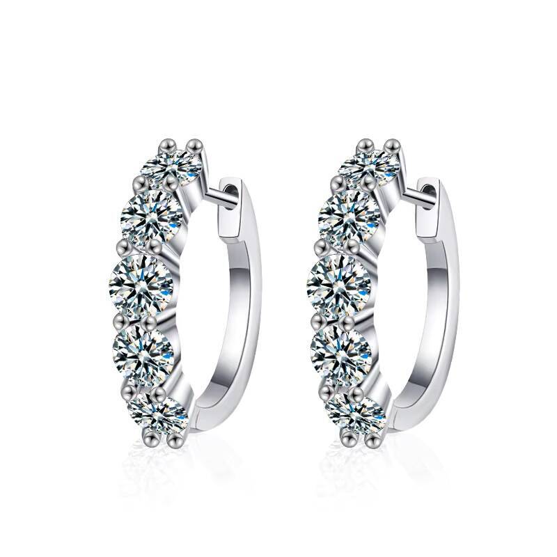 3CT VVS1 Pass Diamond Tester Gold Plated 925 Sterling Silver VVS Moissanite Cuff Ear Rings Hoop Huggie Stud Earrings for Women