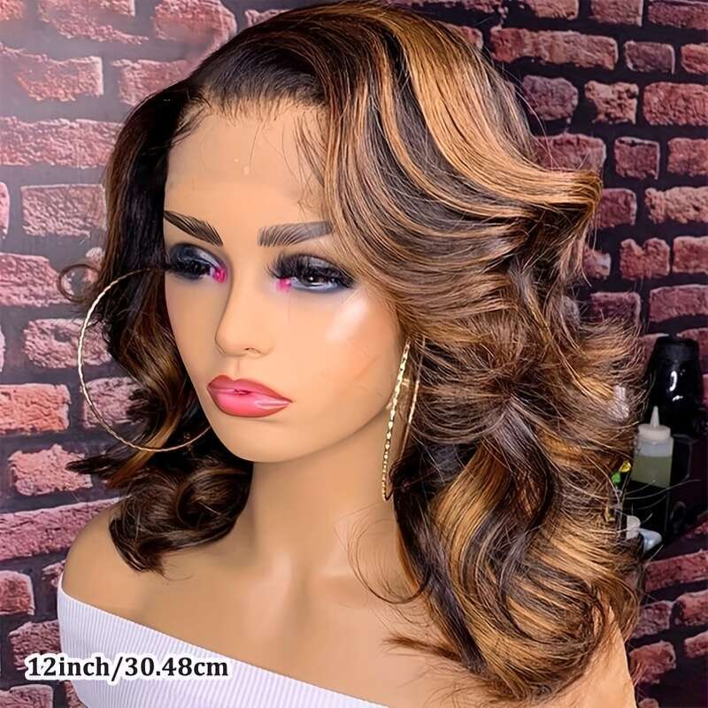 Bob 4/27 Highlight Ombre Honey Blonde HD Wig 13X4 Body Wave Lace Front Wigs Human Pre Plucked With Baby Hair For Women