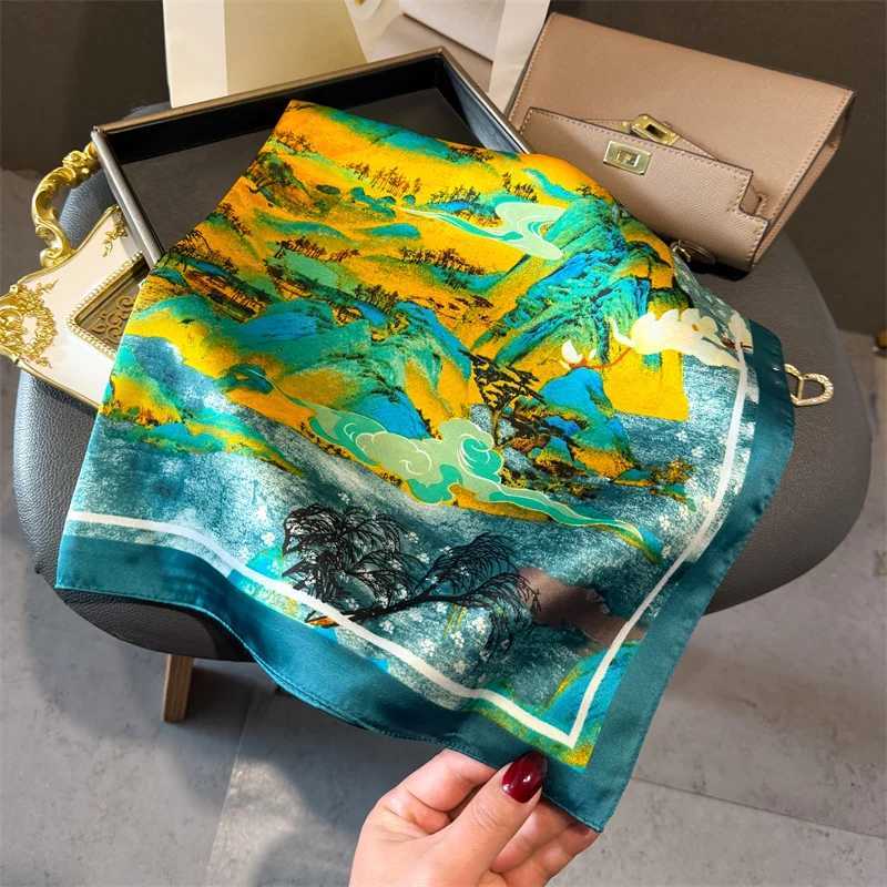2025 Silk Imitation Print Hair Scarf Wen Floral Kerchi Neck Tie Hand Wrist Foard Shawl Wraps Hijab Bandana EcharpeW251027