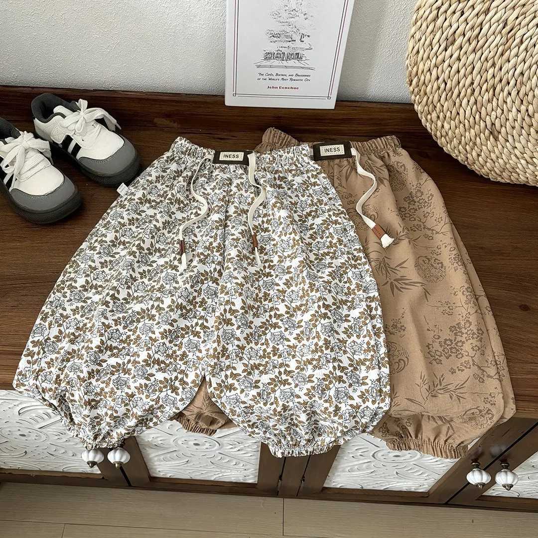 2025 Spring Autumn Thin Children Pants Toddler New Casual Loose Trousers Floral Pants Outer Wear Boys Girls Versatile PantsT251027