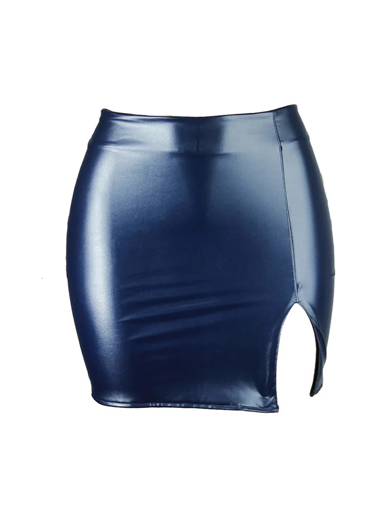 Women Leather Night Clubwear Skirts Summer Pure Color PUleather Zipper Sexy Hip Mini 251027