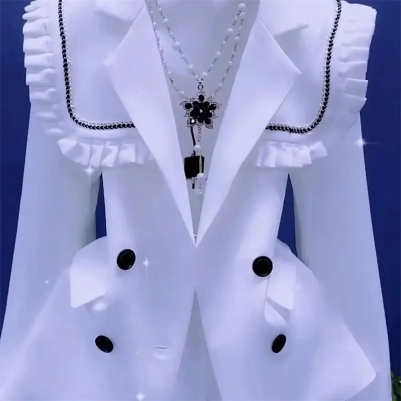 Spring Autumn Suit Jacket Womens Blazer Fashion Mushroom Edge Shawl Detachable Collar Sweet High End Korean 251027