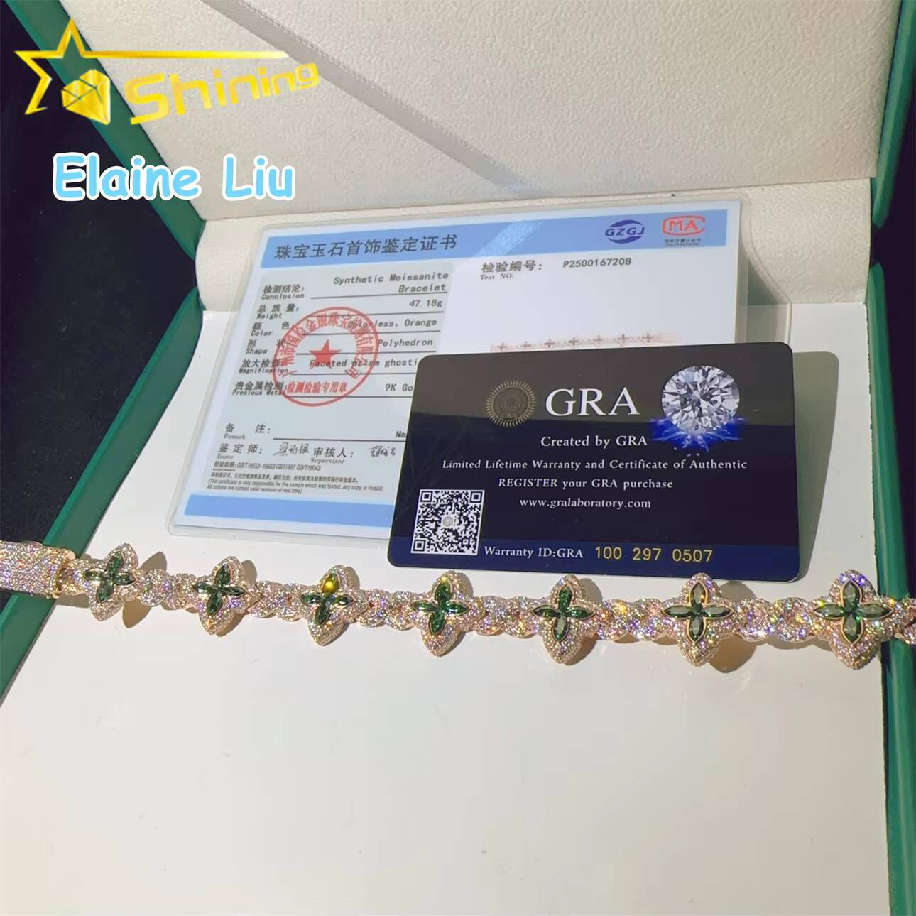 Iced Out 9K Real Gold Hip Hop JewelryvMoissanite Luxury VVS Moissanite Diamond Cuban Link Bracelet