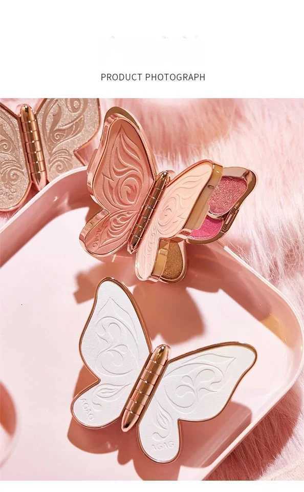 6Color Butterfly Design Eyeshadow Palette Earth Tones Matte Highlighter Colorful Pink Glitter Shades for Creative Makeup CO01XJ251027