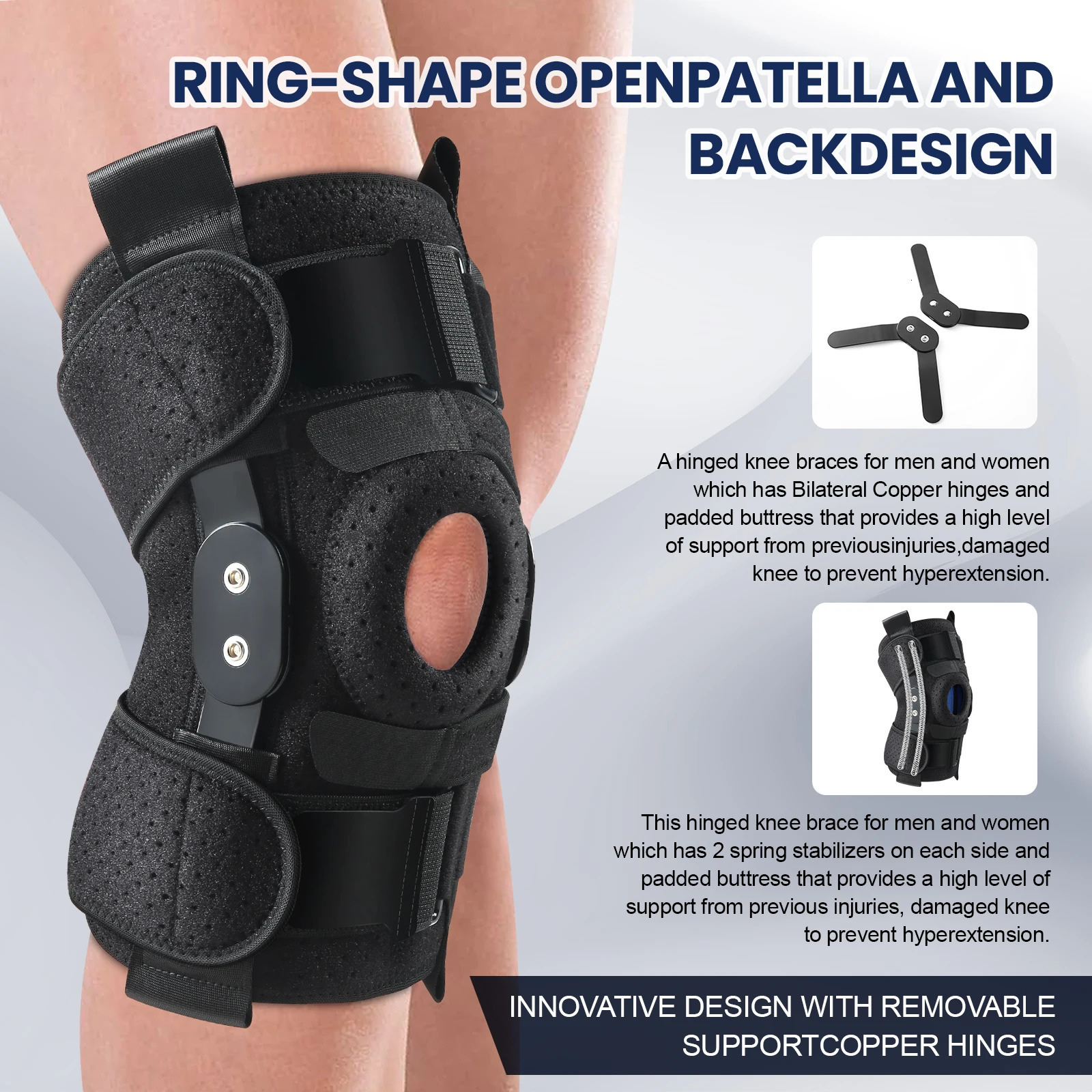Hinged Knee Brace with Side Stabilizers Patella Gel Pads Knee Pain for Men Women Meniscus Tear Acl Mcl Injury Recovery 251023