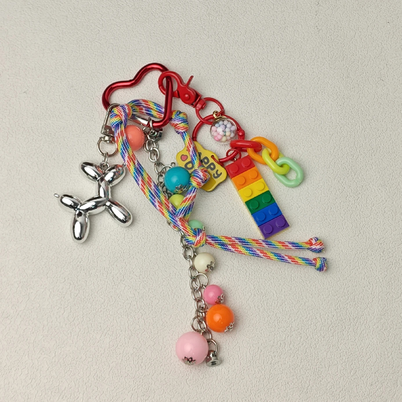 Fashionable Ins Rainbow Beads Novel Hanging Chain Ropes Key Bag Pendant For Men And Women Jewelry Accessories 251023