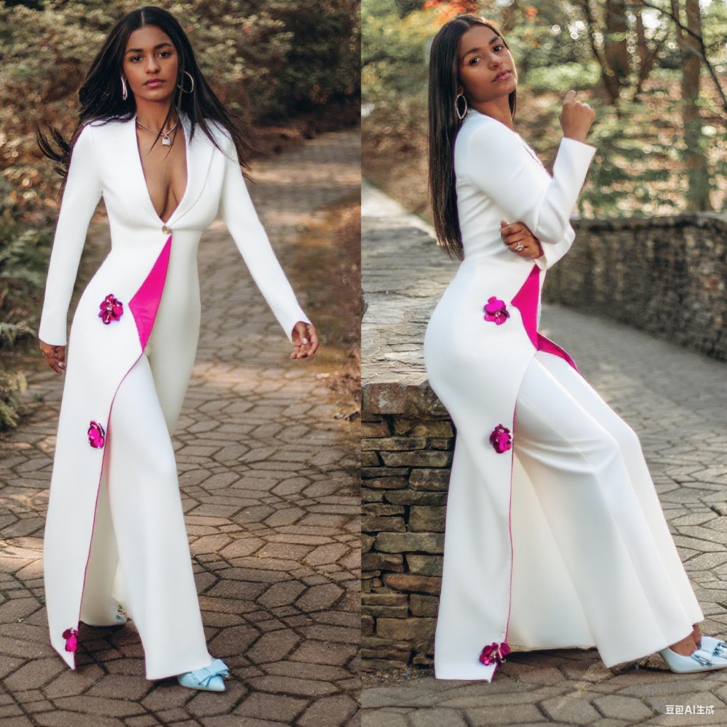 3D Flower Long Women Blazer Suits 2 Pieces Slim Fit Blazer Dress Customized Wedding Guest Suits Formal Party Outfit