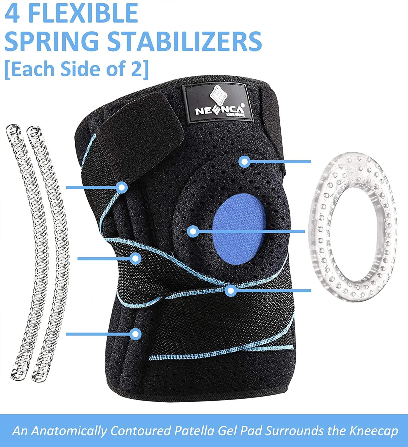 Knee Brace with Side Stabilizers for Meniscus Tear Knee Pain ACL MCL Injury Recovery Adjustable Knee Support for Men and Women 251023