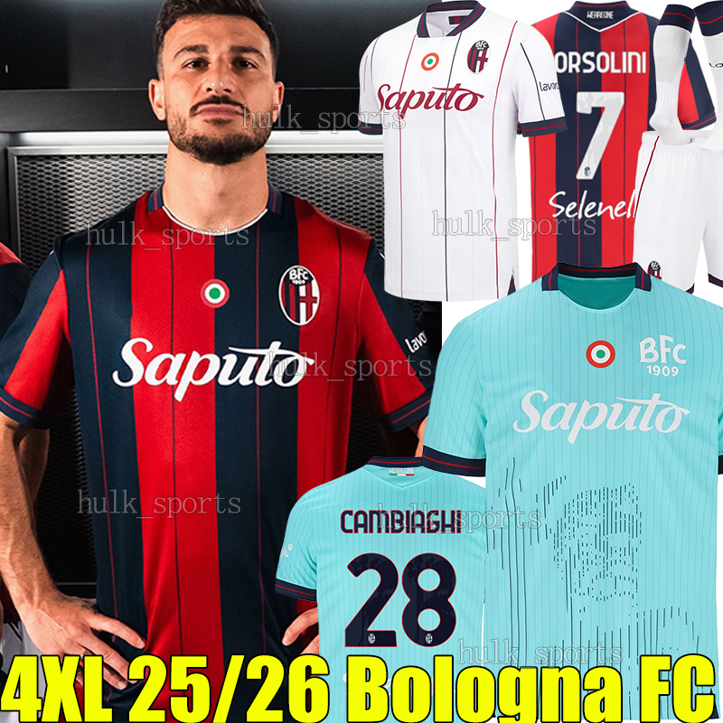 4XL 2025/26 Bologna 3rd Soccer Jerseys ORSOLINI CAMBIAGHI NDOYE DALLINGA CASTRO AEBISCHER AEBISCHER MORO FREULER FERGUSON FABBIAN Men Kids Kit Sets football shirts