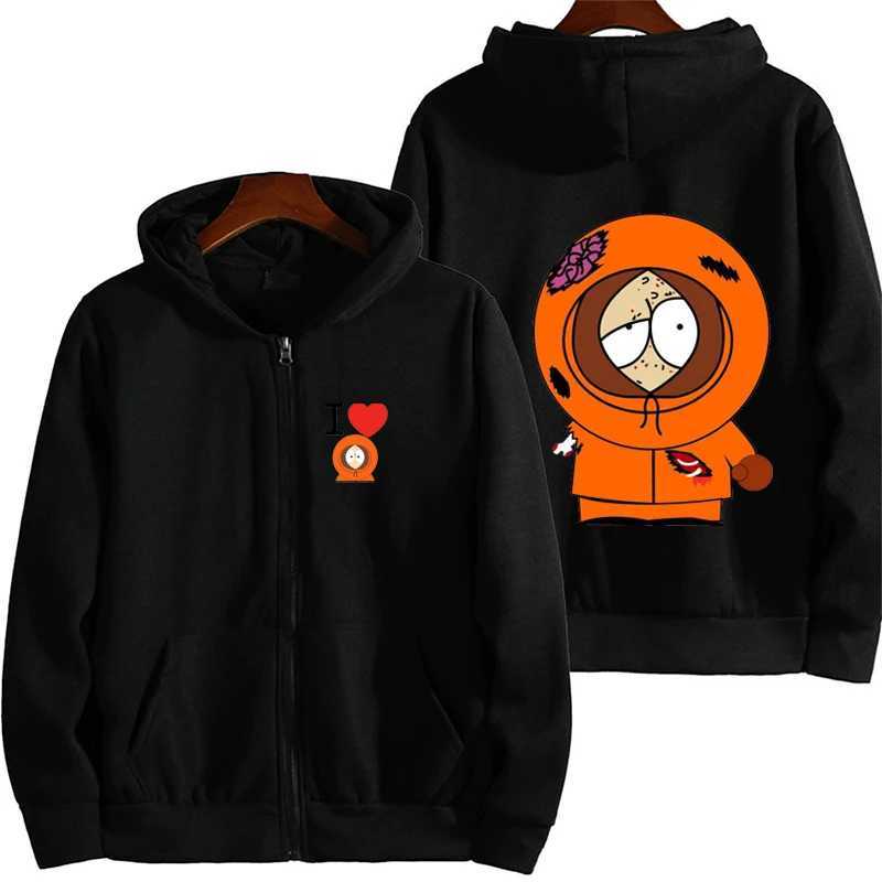 New Fashion South Park Cartoon Anime Mens Warm and Windproof Hoodie AutumnWinter Womens Zipper Sweatshirt Couples Coat W251027