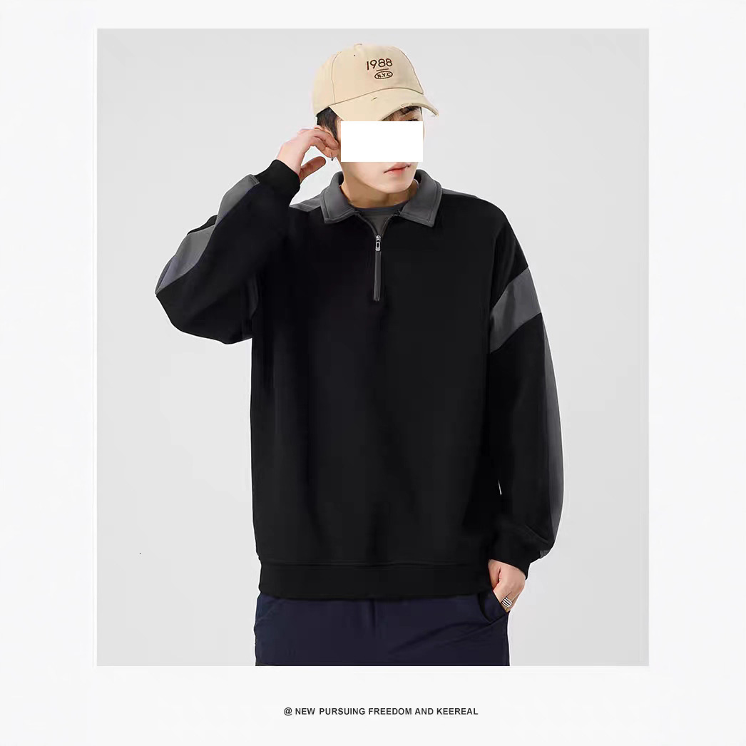 Polo Collar Long Sleeve T-shirt Men American Style Designer Sweater Half-zip Turn-down Collar Men's Sweatshirt Spring Autumn Casual Inner Wear To