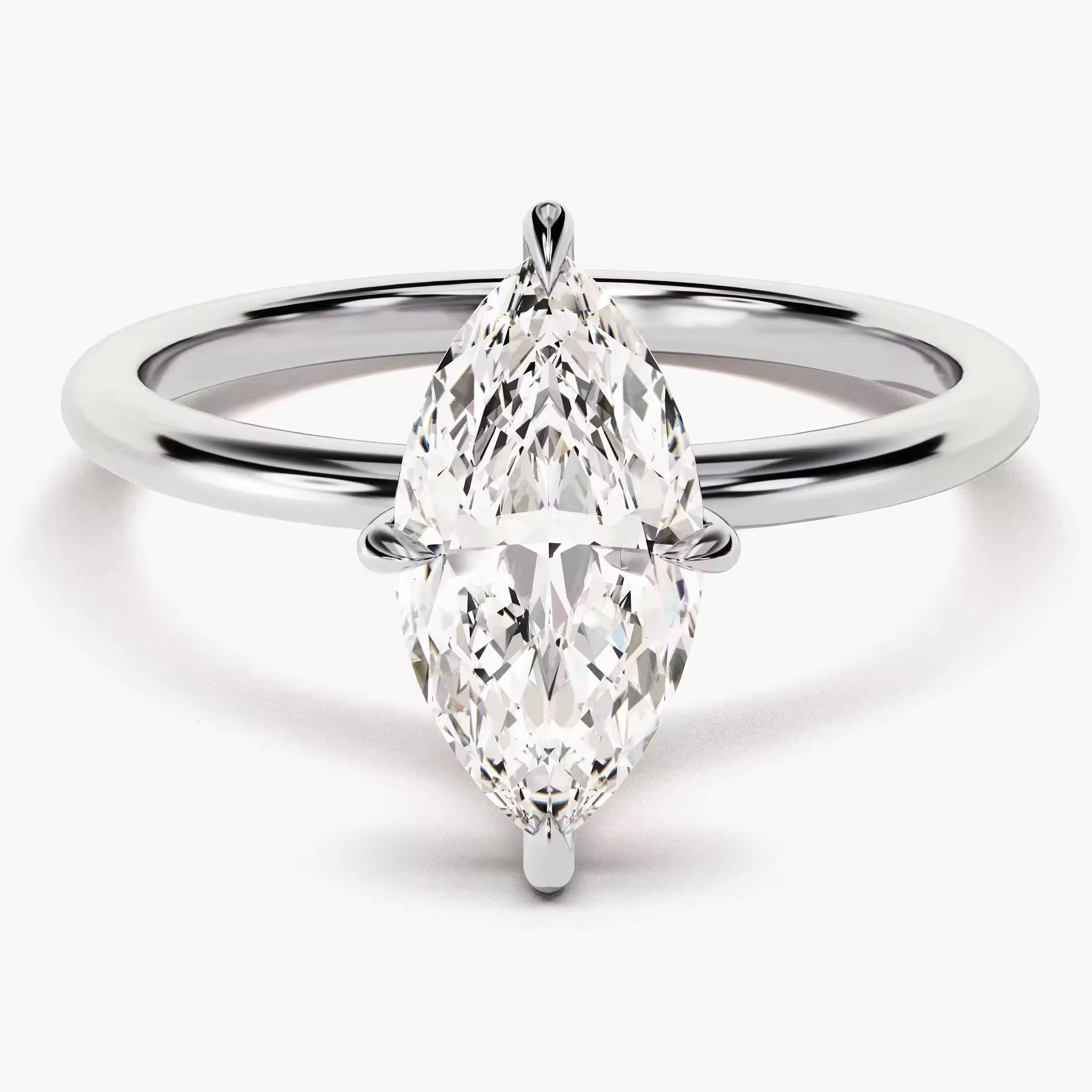 15 CT Marquise Cut Diamond Engagement Ring 14k 18k Gold Dainty Engagement Ring 4 Prong Solitaire DiamondRing