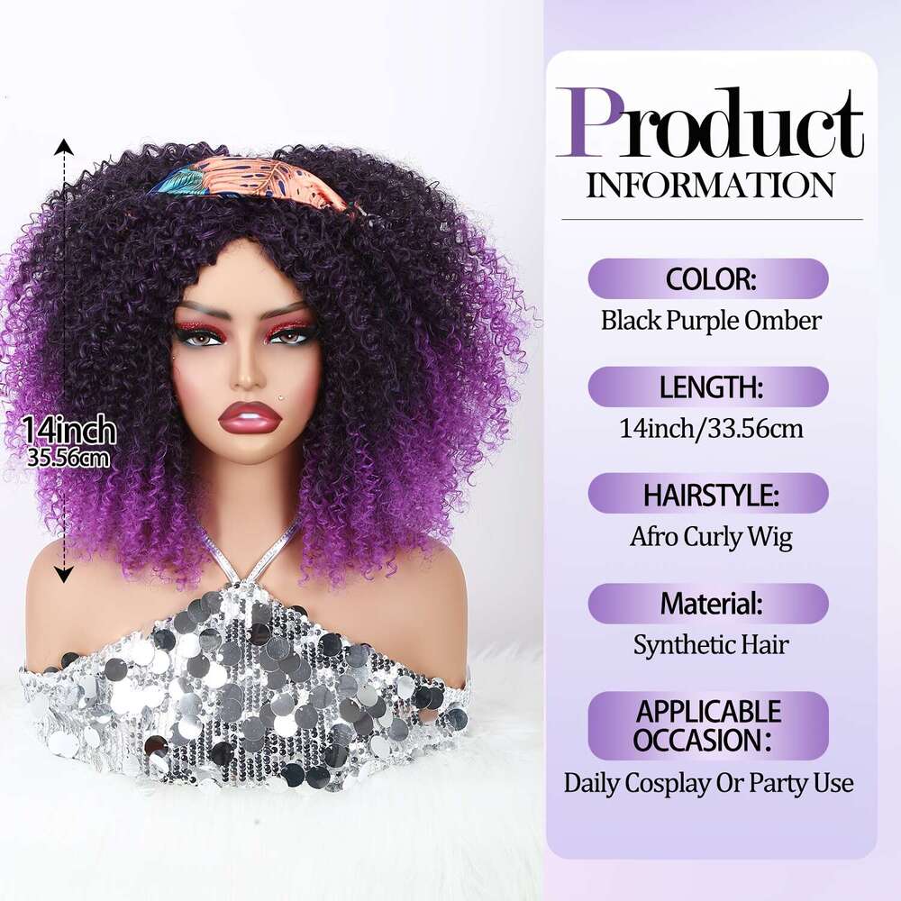 14" Afro Kinky Curly Bob Heat Resistant Synthetic Hair, Middle Part, Perfect For Wear, Cosplay, Or Party - Stylish & Eye-Catching Design, Daily W