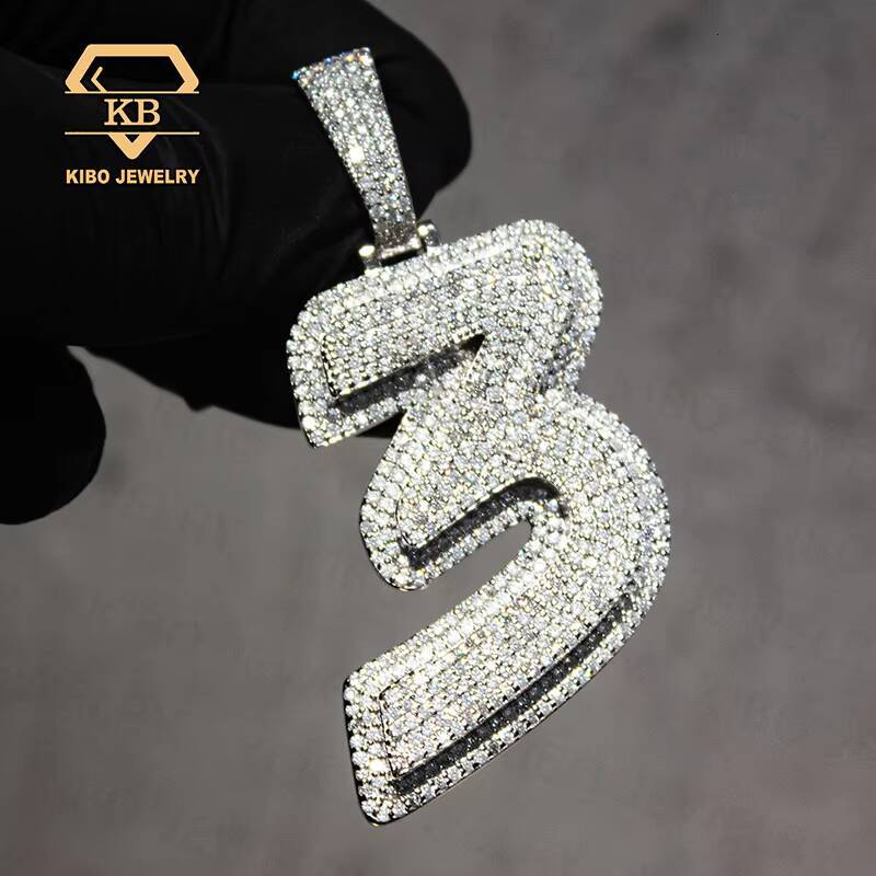 Custom Number 3 Pendant Iced Out Vvs Moissanite Name Letter Charm Men Hip Hop 925 Silver Chains Pendant