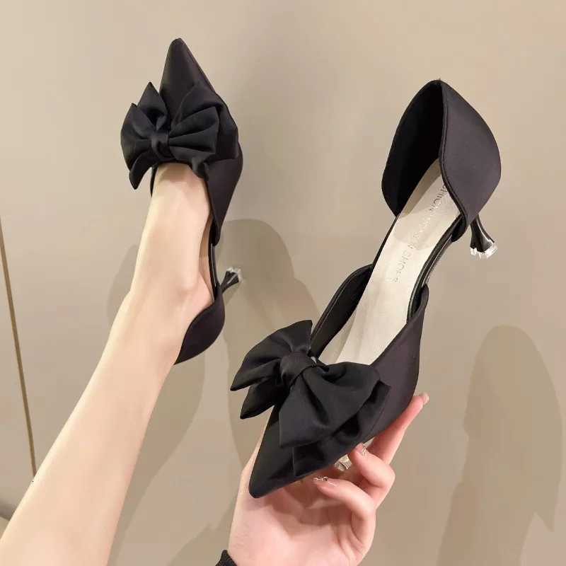 Womens single shoes summer new pointy hollow bow wrap with high heels Fi temperament wedding party stiletto sandalsXJ251027