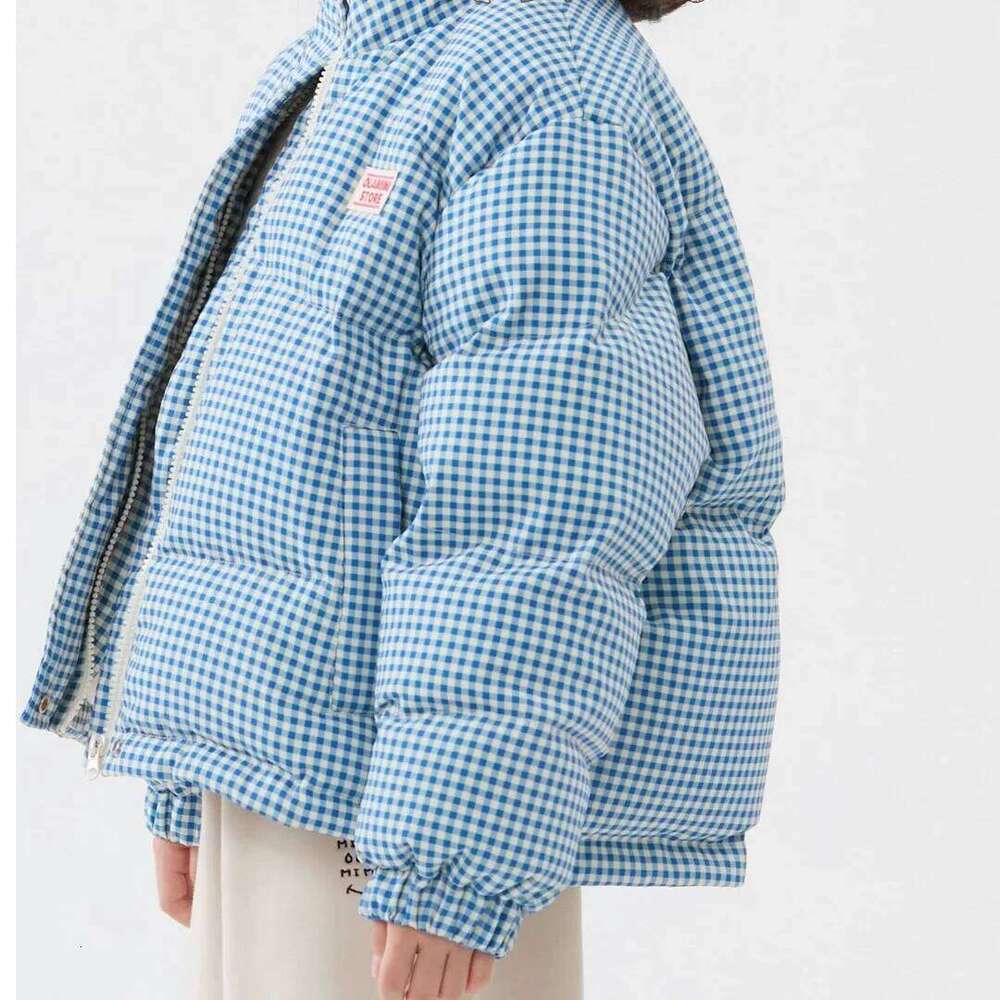 Winter Children Plaid Parkas Blue Stand Collar Thick Warm Teens Girls Outerwear Sticker Zipper Jacket For 4-14Y Girl