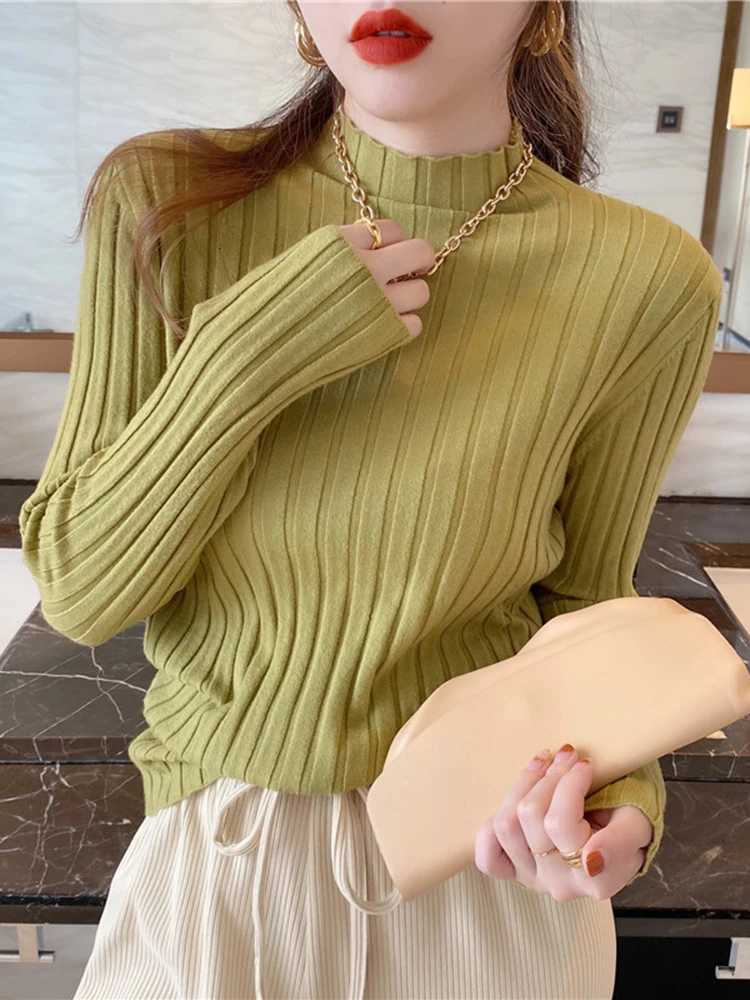 Autumn Winter Knitted Ribbed Turtleneck Sweater Women Clothes 2025 Long Sleeve Slim Basic Pullover Woman Sweaters Solid TopsT251027