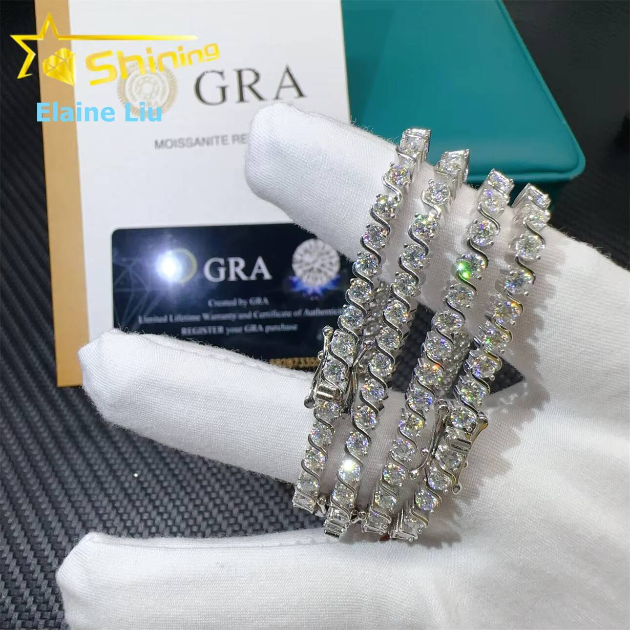 GRA Certificated Custom Hip Hop Fine Jewelry VVS Moissanite Bracelet Silver 925 Pass Diamond Tester Tennis Chain Bracelet
