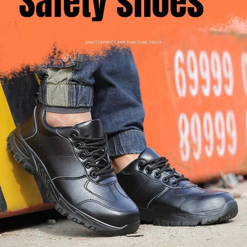 Waterproof Safety Shoes Men Steel Toe Work Boots Antismash PunctureProof Leather Shoes Protective Boots Indestructible Shoes 251023