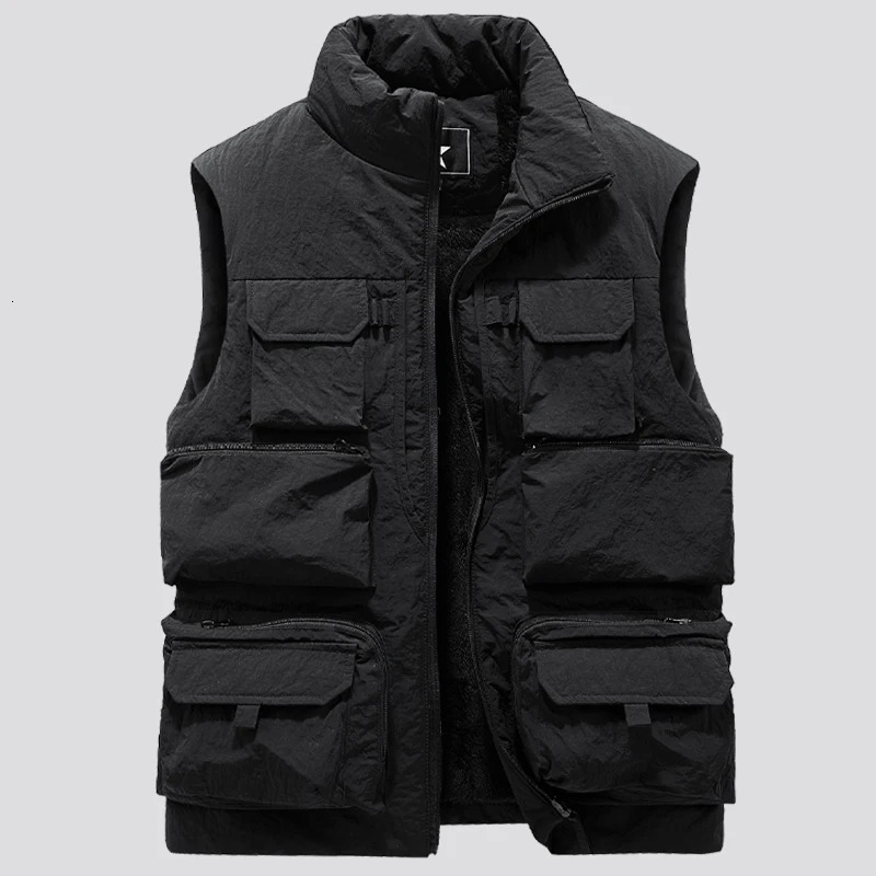 Fashion Large Size 6XL Mens MultiPocket Clothing Winter Vest Jackets Sleeveless Coat Male Warm Waistcoat Fleece Vest Men 251024