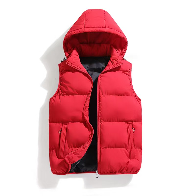 Cross-border cotton vest men's autumn and winter new hooded plus size vest foreign trade spot men's solid color cotton-padded jacket vest me