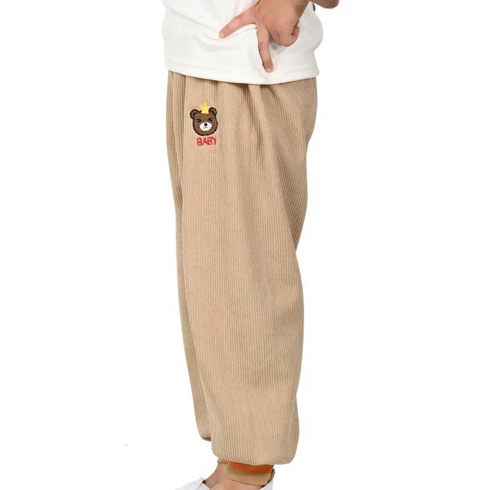 1pc Autumn Winter Childrens Warm Pants Velvet Corduroy Cute Cartoon Bear Kids Loose Solid Color Thickened Casual PantsT251027