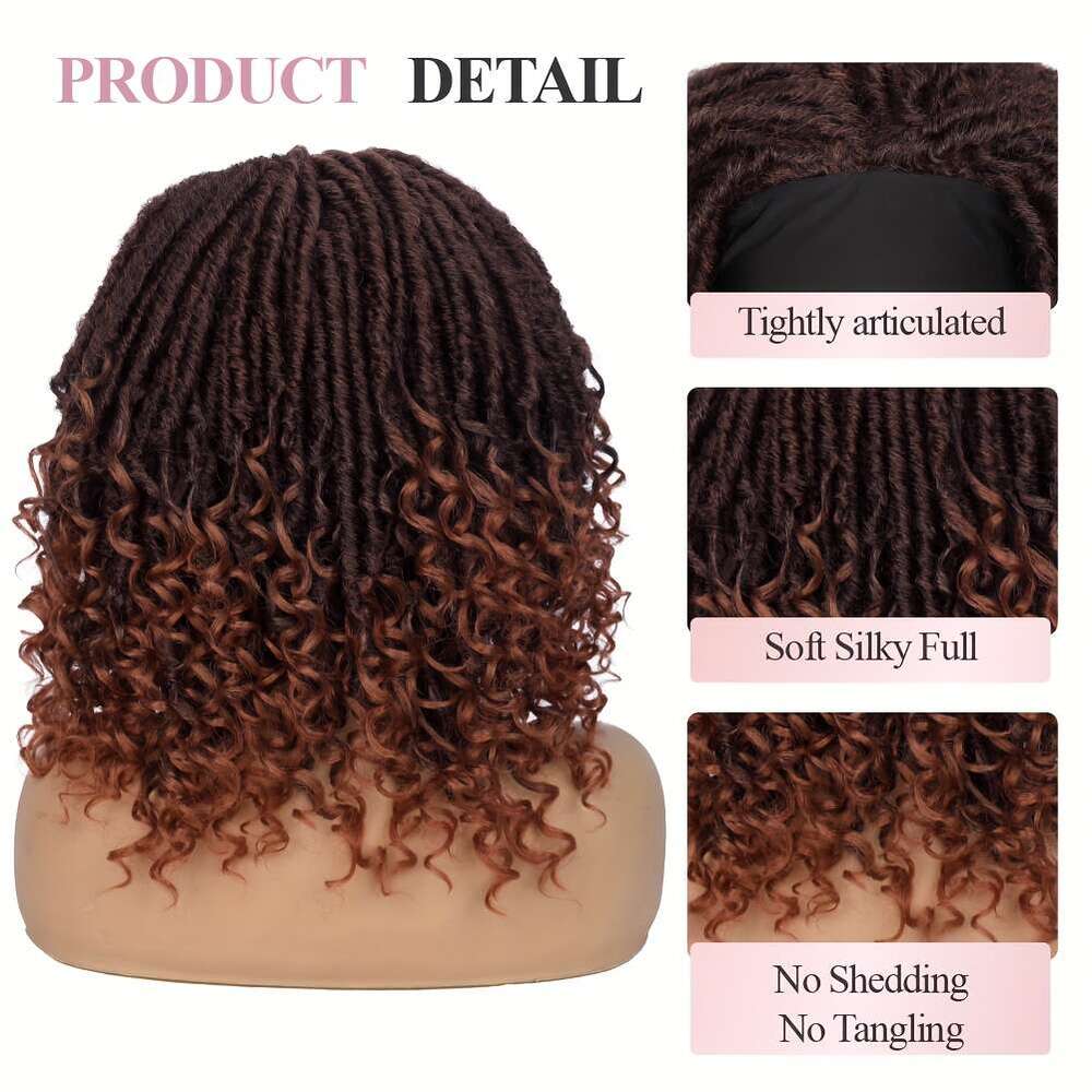 Curly Wig Dreadlocks Synthetic Wig With Headband Design In Dark Brown, Black, Ginger Shades - Ideal African Hairstyles And Afro Curly Braiding Options