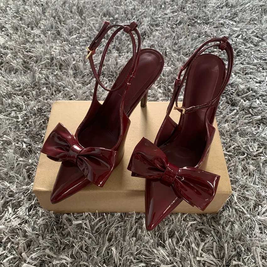 Spring Sexy Butterflyknot Slingbacks Ankle Buckle Strap Woman Pumps Sandals Pointed Toe Thin High Heels Party Prom ShoesXJ251027