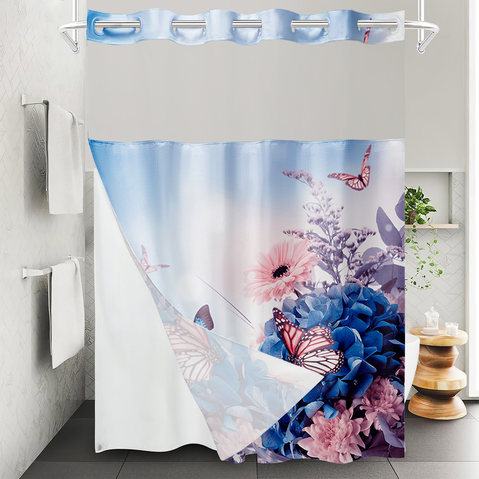 YL-37567 Hot selling digital printed shower curtain animal waterproof, mildew-proof and moisture-proof bathroom dry and wet separation curtain