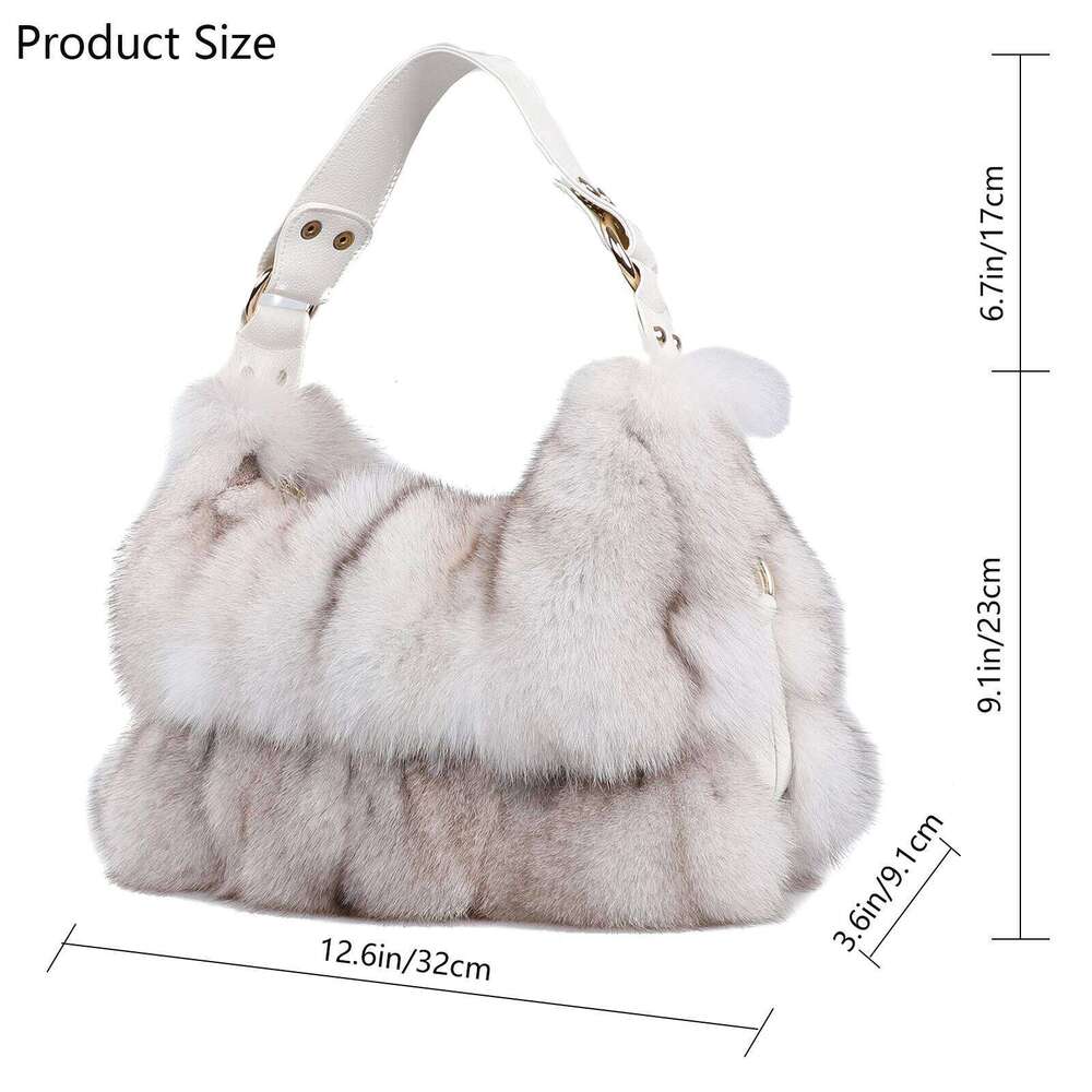 Designer Luxury Women S Winter Genuine Fox Fur Shoulder Bag Handbag PU Leather Top Handle Bags Ladies Zipper Soft Stylish Fashion